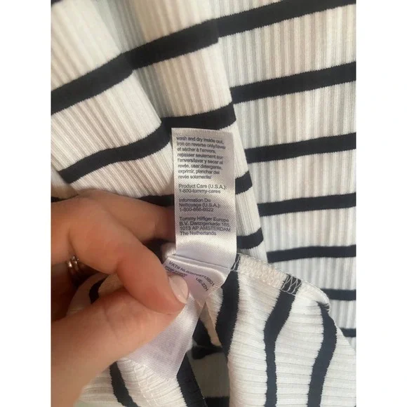 NWT Tommy Hilfiger Striped Puff Sleeve Top Preppy Coastal Chic S - Picture 7 of 7
